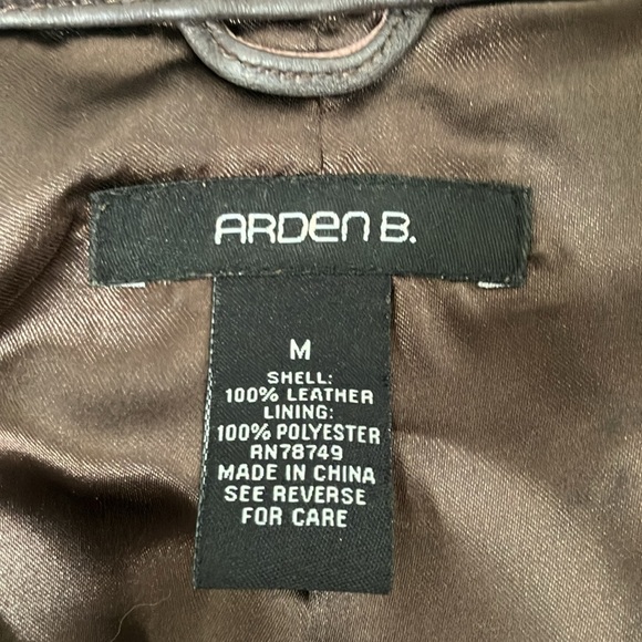 Arden B brown leather moto jacket coat medium - Picture 8 of 13